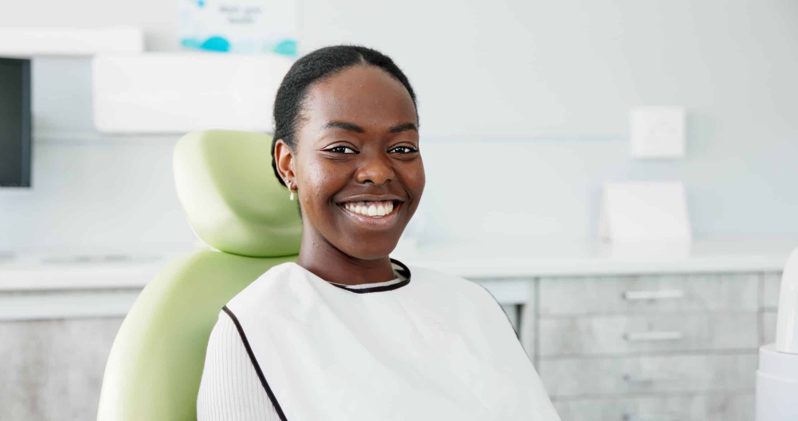 Happy,,Black,Woman,And,Dental,Care,With,Teeth,At,Dentist