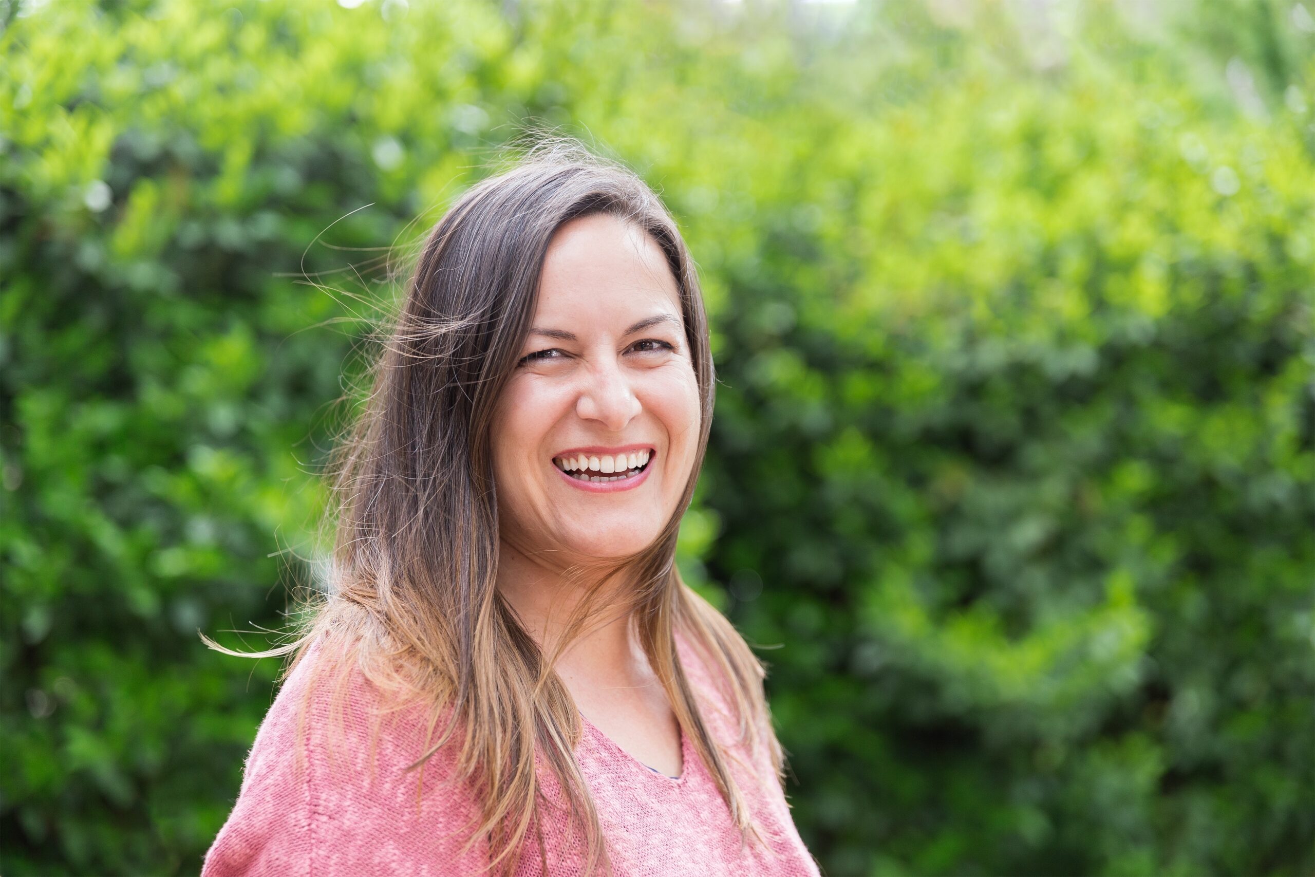 Outdoor,Portrait,Of,A,Laughing,45,Year,Old,Woman,With